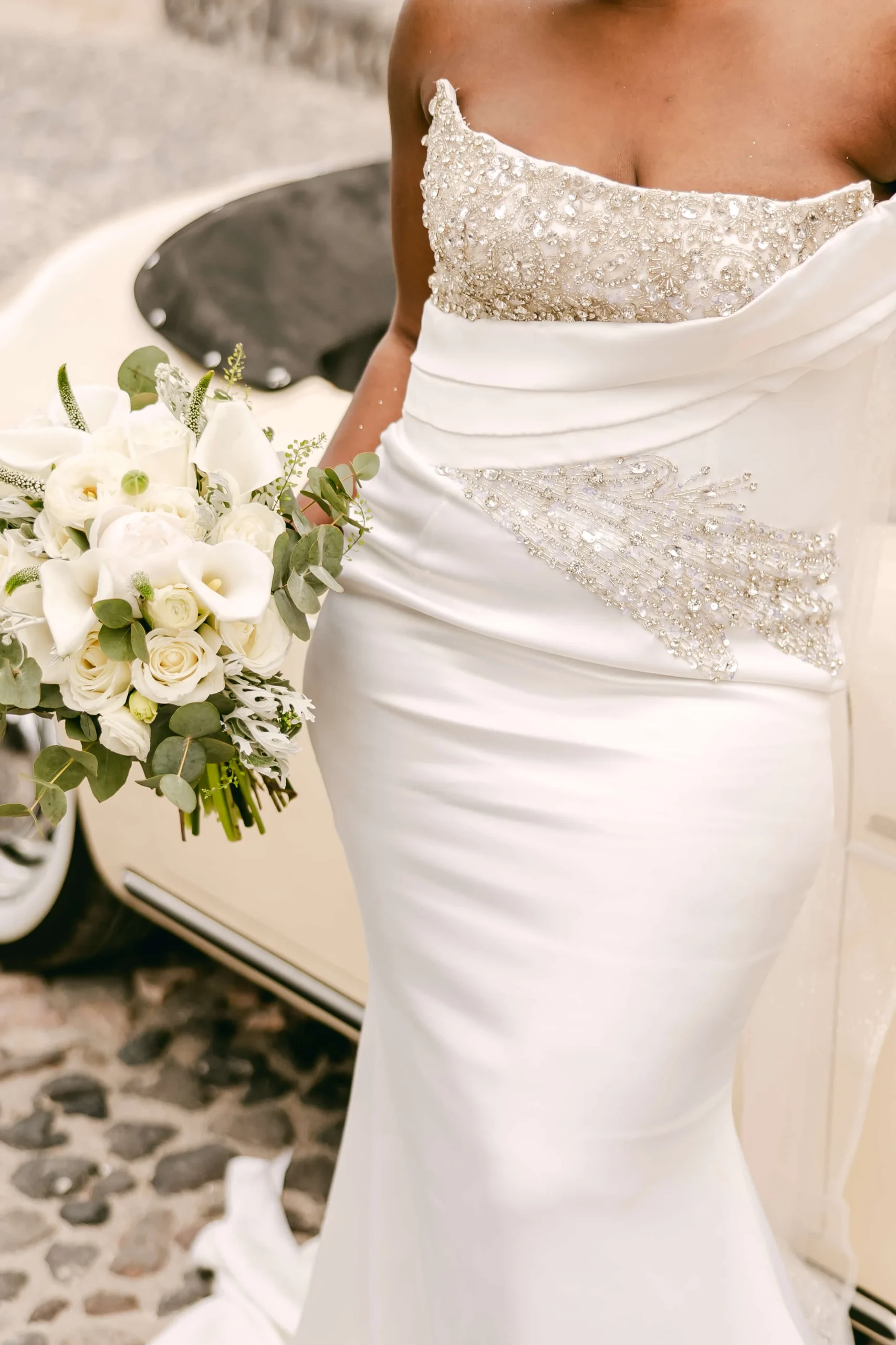 Multicultural Wedding in Santorini - bridal gown - Marvellous Wedding
