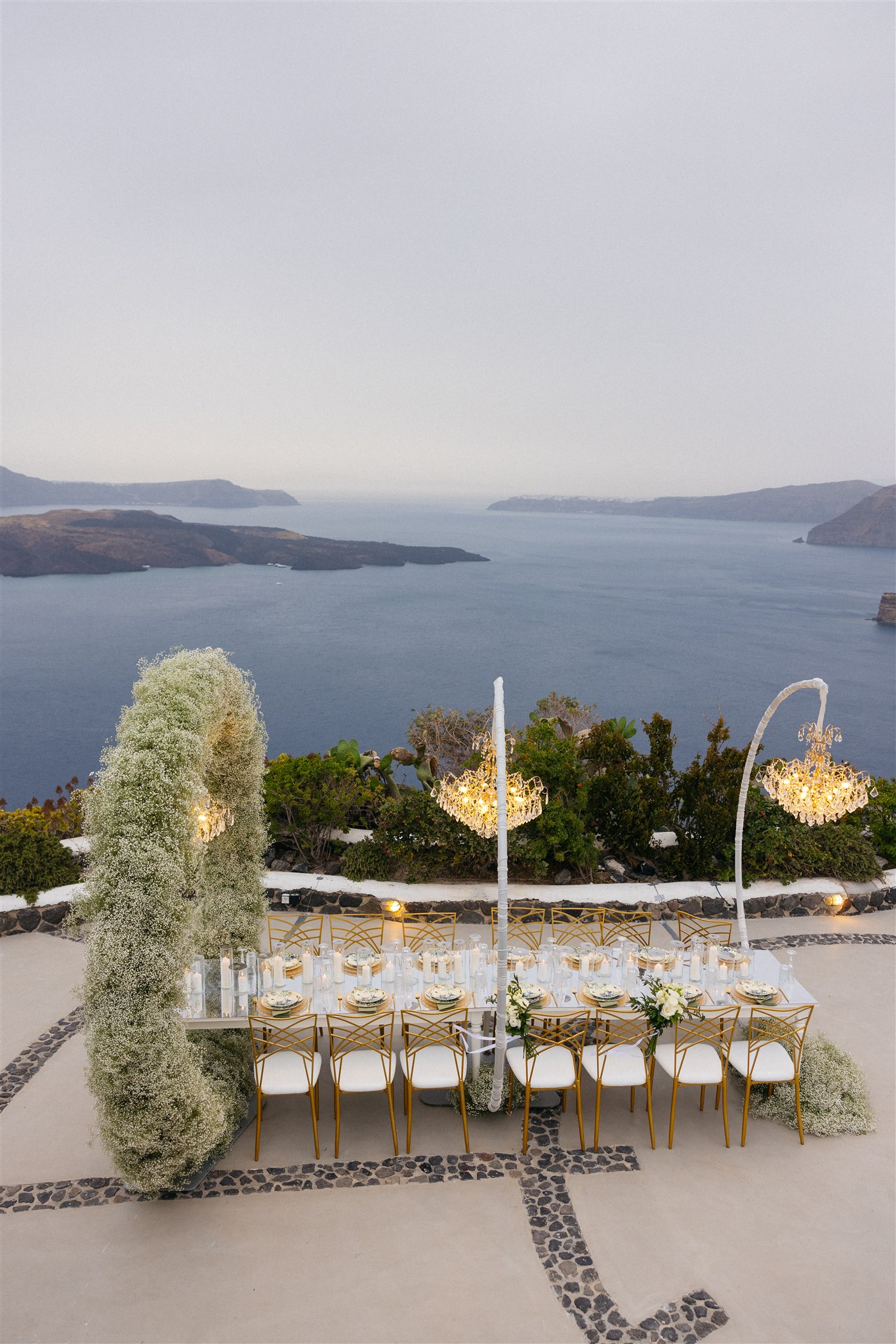 last-minute elopement in Santorini - wedding reception with the view