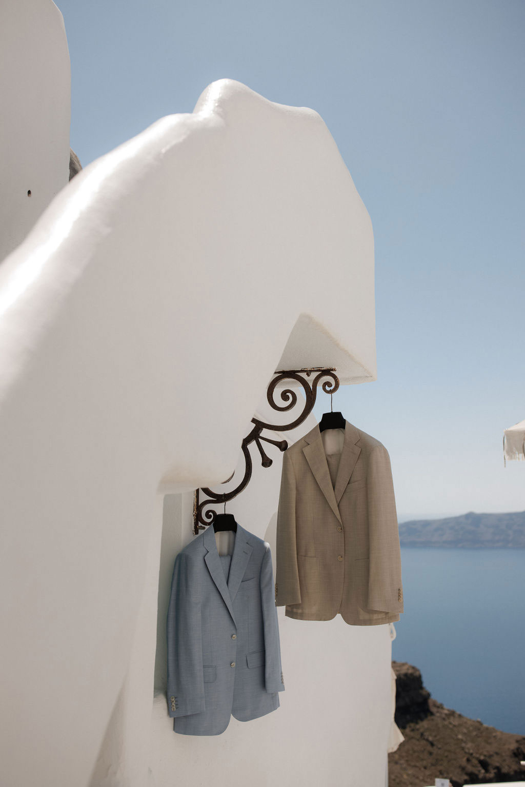 Santorini Wedding Groom Essentials - blue and beige groom suit - Marvellous Wedding